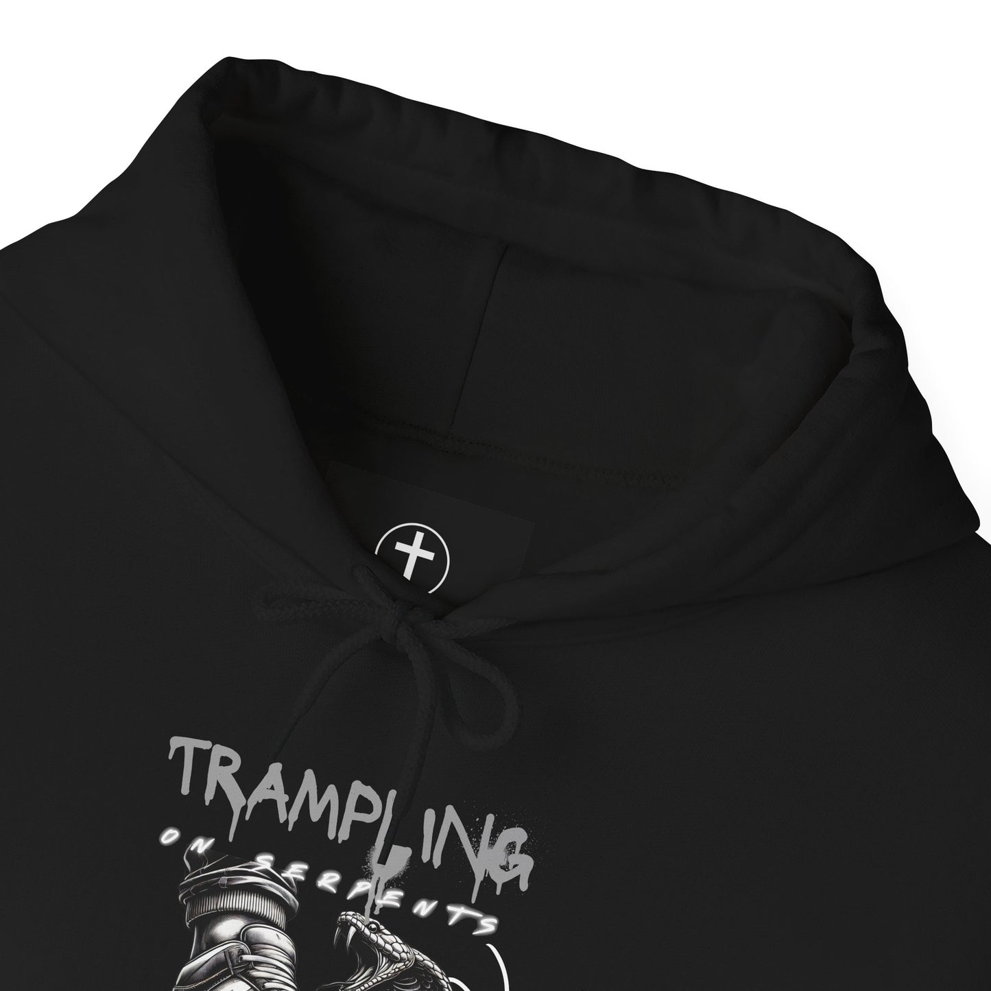Grey & White “Trampling on Serpents” hoodie