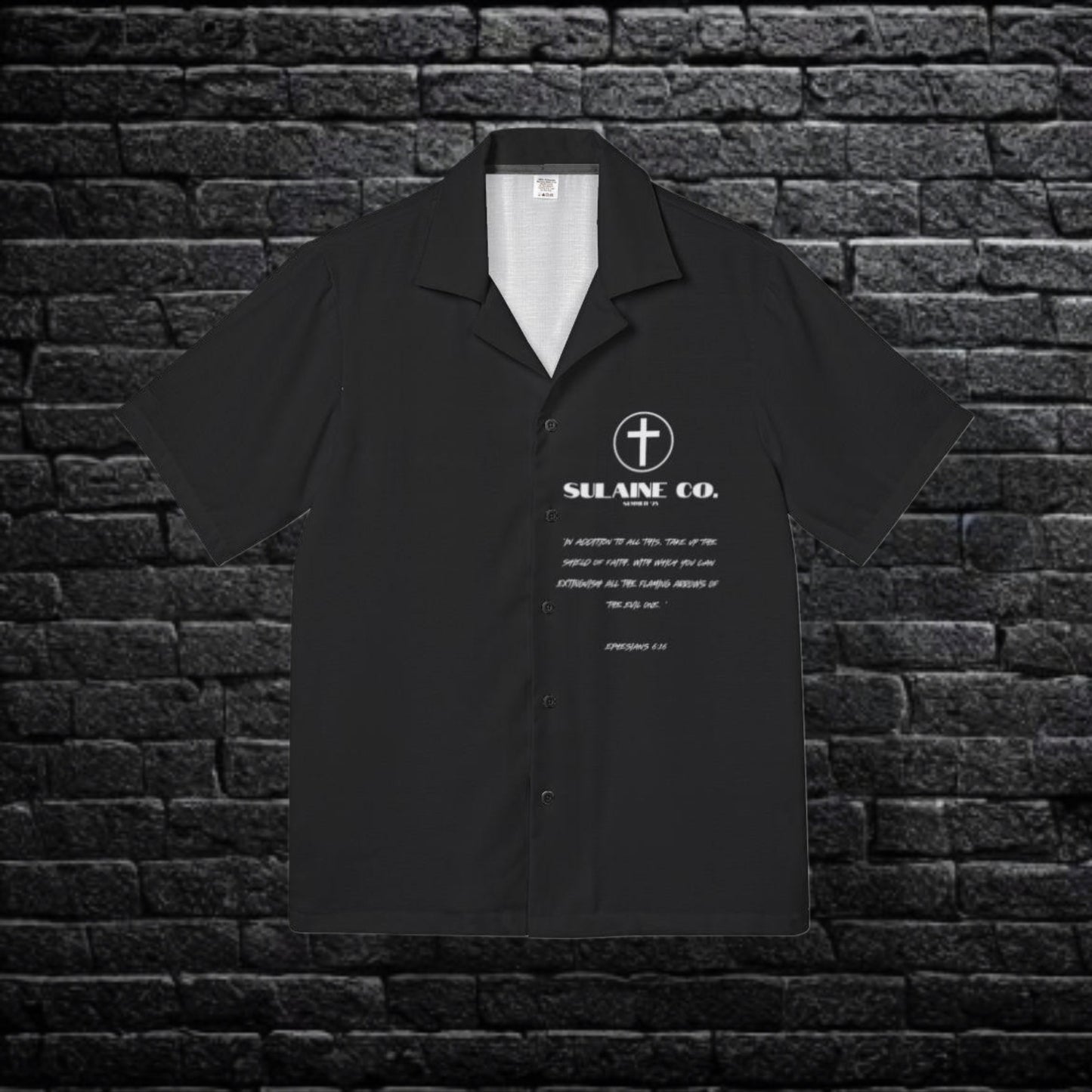 Black Ephesians 6:16 Button-Up