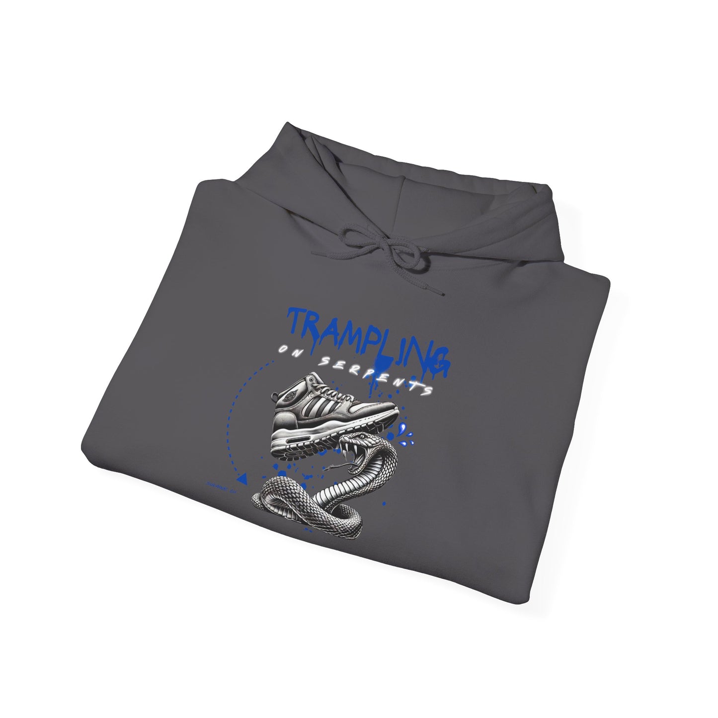 Blue & White “Trampling on Serpents” hoodie