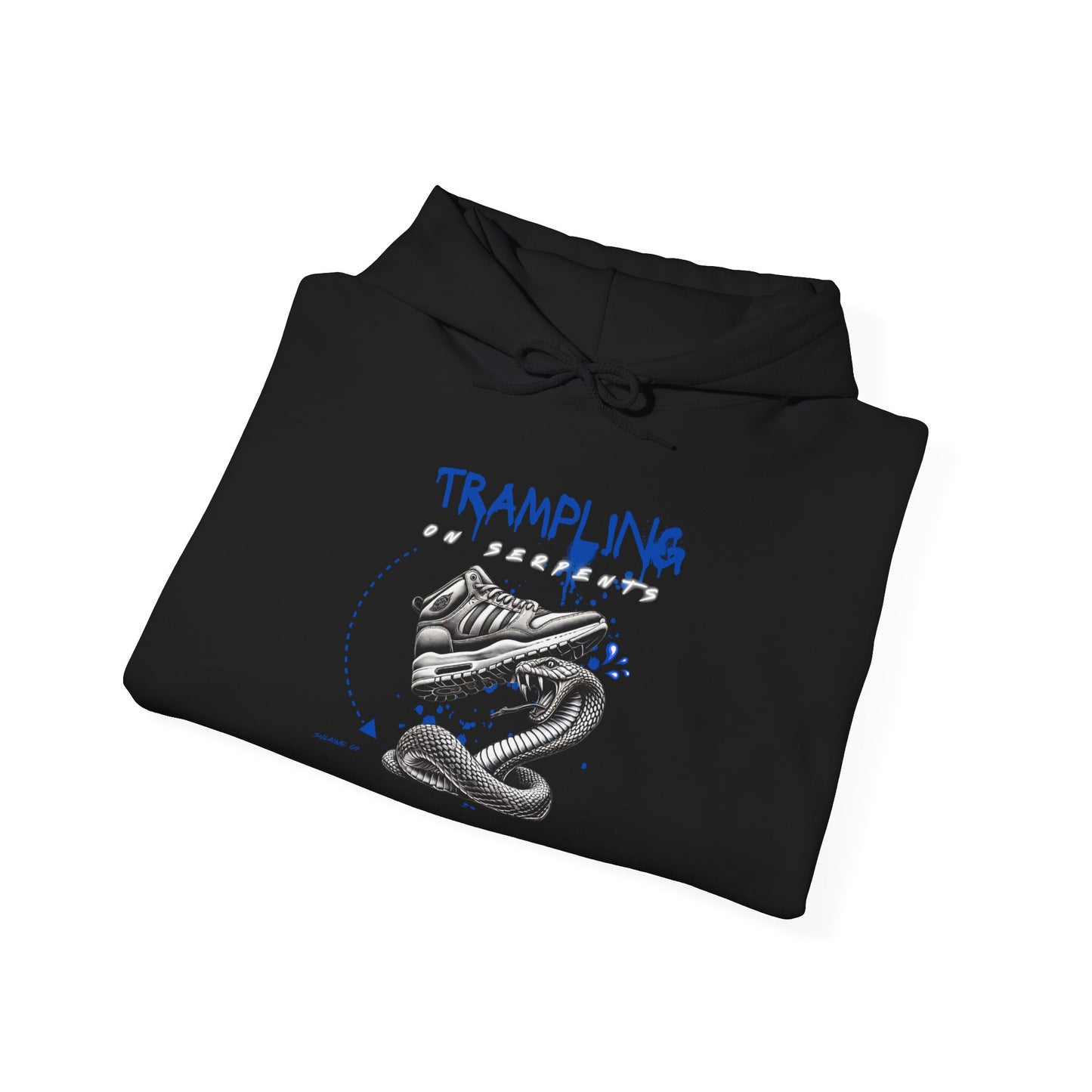 Blue & White “Trampling on Serpents” hoodie