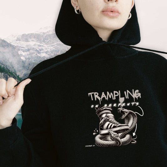 Grey & White “Trampling on Serpents” hoodie