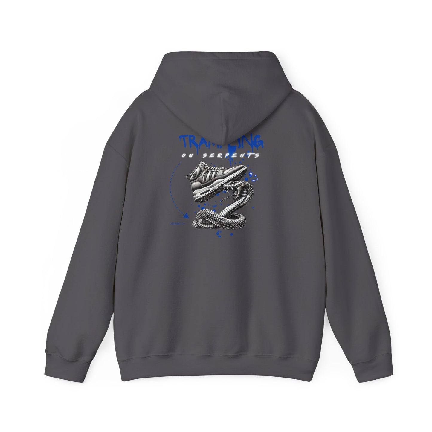 Blue & White “Trampling on Serpents” hoodie