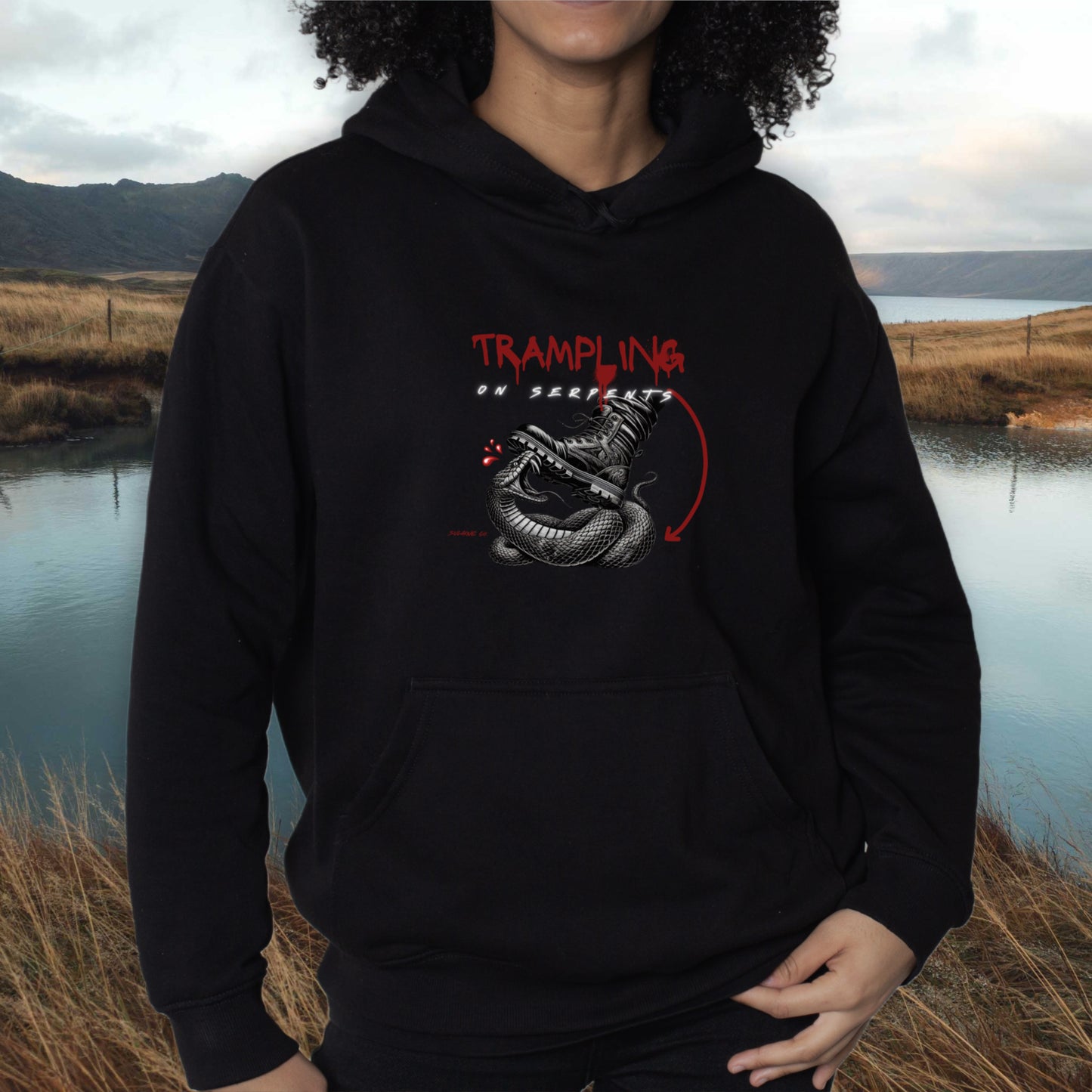 Red & White “Trampling on Serpents” hoodie